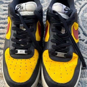 Nike Air Force 1 Black and Yellow with Red Accents